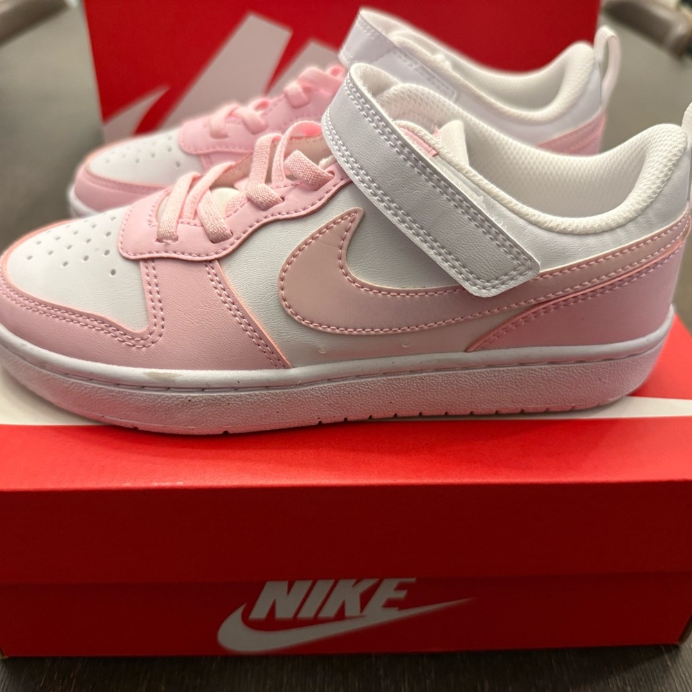 Nike Pink and White Velcro Sneakers